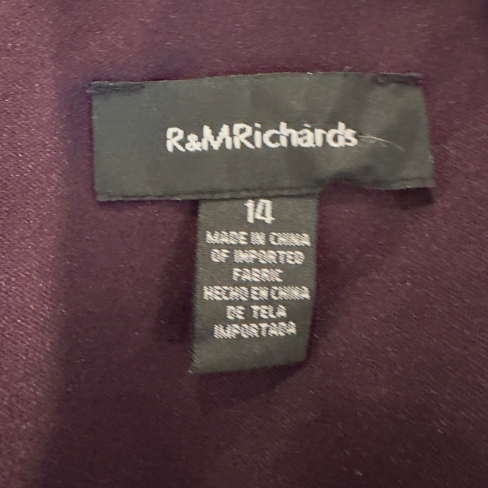 RM Richards Plum Formal Gown size 14 Sweetheart Tiered Ruffles Embellished Waist - Picture 6 of 11